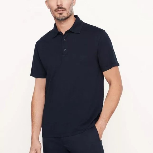 Vince men's classic slub polo short sleeve heather navy - Picture 1 of 6